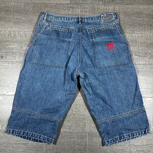 MARITHE FRANCOIS GIRBAUD Mens Denim Baggy Jeans Shorts Size 38 Blue Wash